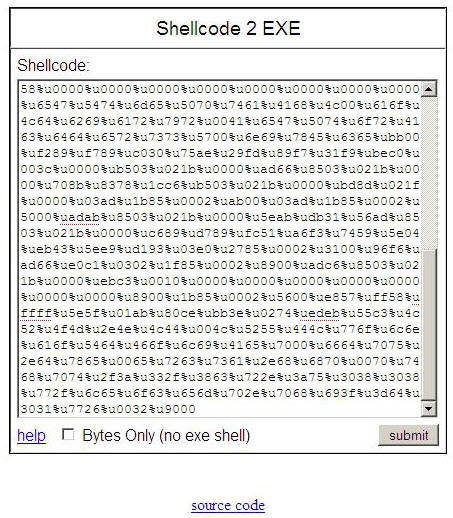 Fig: ShellCode 2 EXE