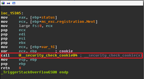 Figure 8: Security Cookie Validation In Function Epilogue