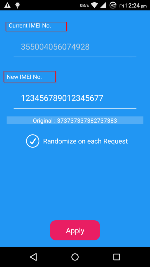 Figure 5: Xposed IMEI changer changes the IMEI number successfully