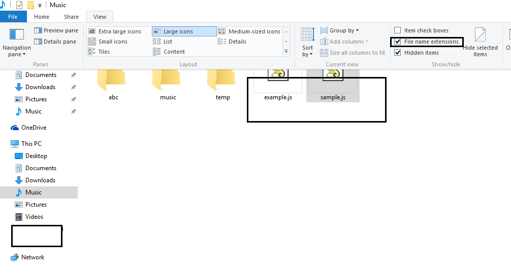 Figure 7: Enable show file extensions