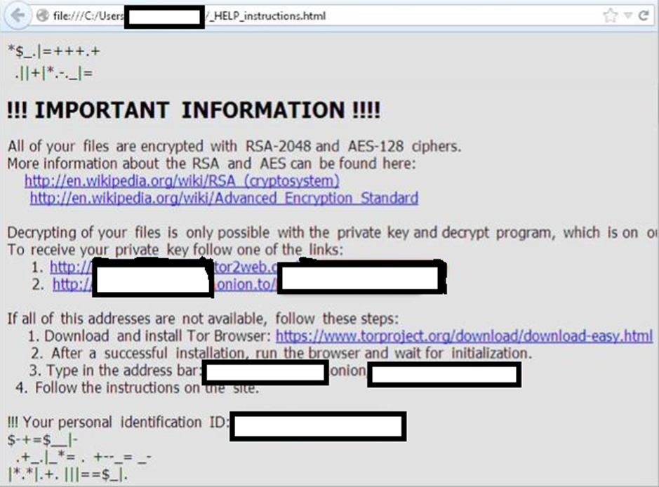 Figure 4: Instruction page dropped by Zepto ransomware